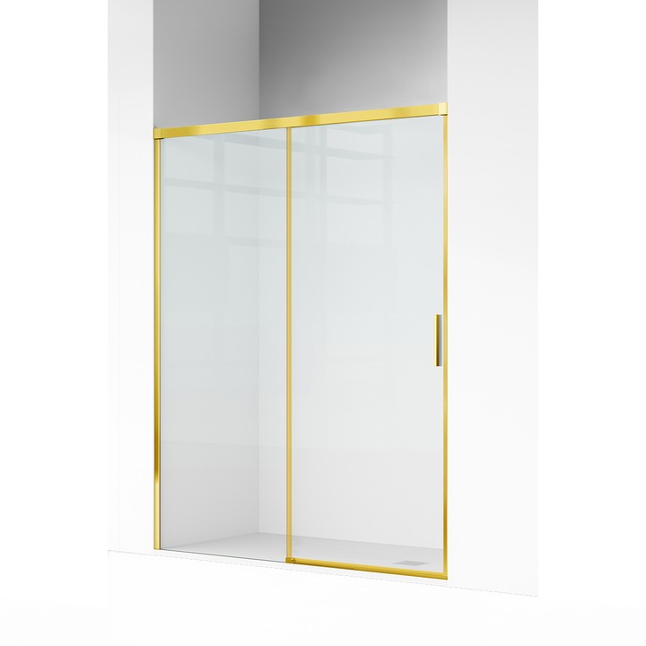 Душ врата, плъзгаща се, прозрачна, 6 мм безопасно стъкло, размери 140x195 см, профил Mat Gold, Hanes