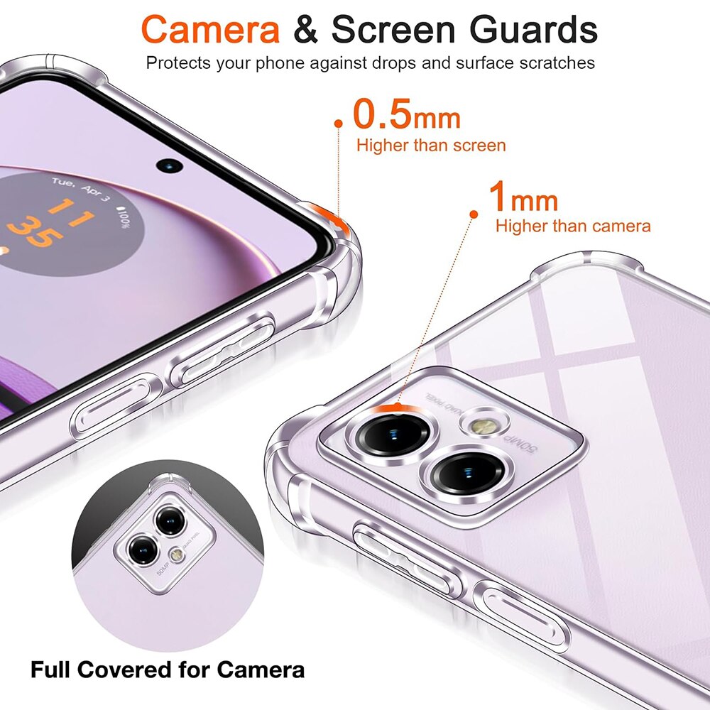 Husa protectie Mat-Tech compatibila cu Motorola Moto G14, Protectie Camera, Colturi anti-soc, Decupaje Precise, Rezistenta la impact, Margini ridicate pentru protectia ecranului, Transparenta