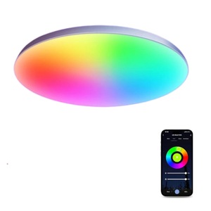 Aplica muzicala LED RGB, Bluetooth, Aplicatie, Telecomanda, Alb