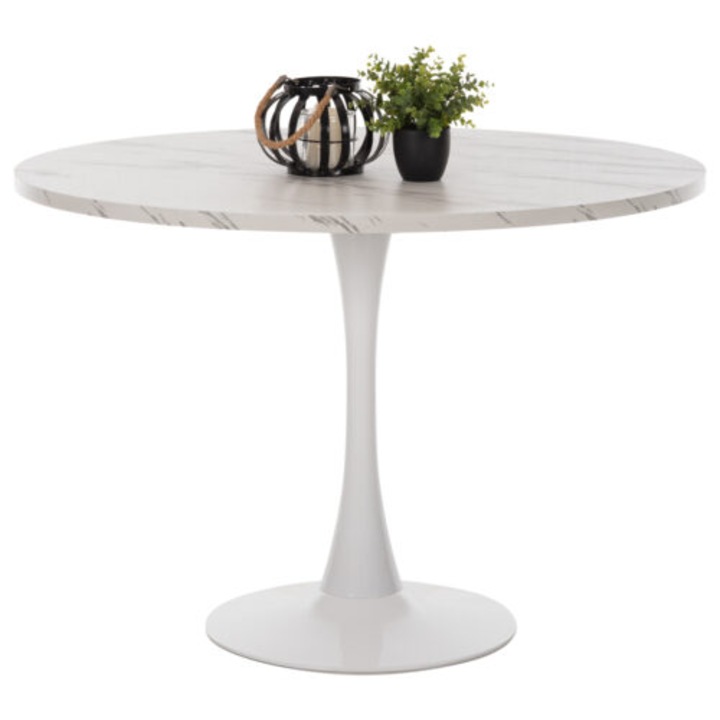 Маса DK style 99422, Бял, Метални крака, Φ120x74Hсм