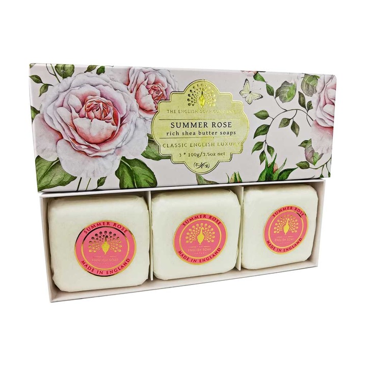 Растителни сапуни English Soap Company, Лятна Роза, кутия 3х100 гр