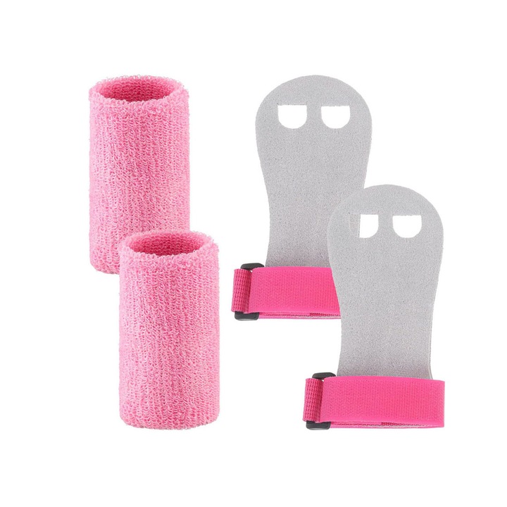 Manere de gimnastica pentru copii, Piele ecologica/Bumbac, Roz