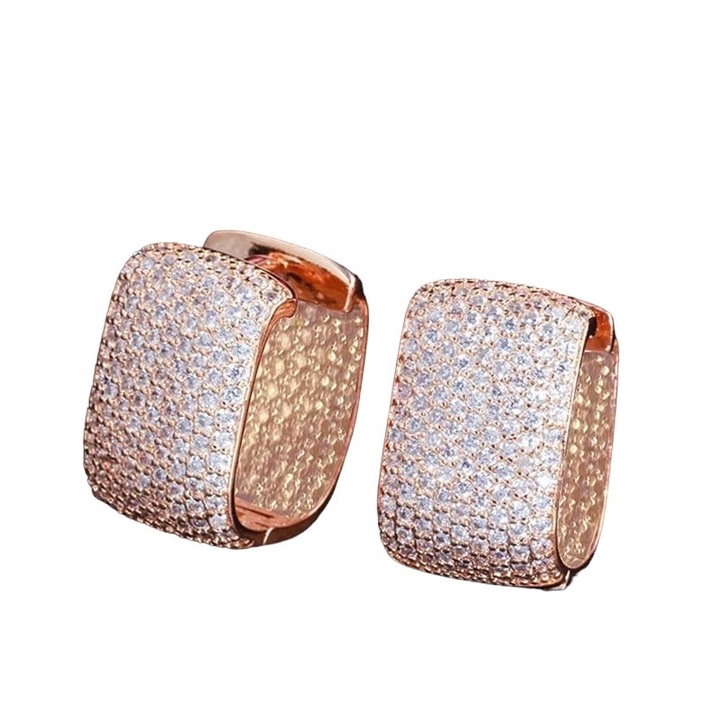 Cercei rose gold, cu pietre din zirconiu, Ned C7