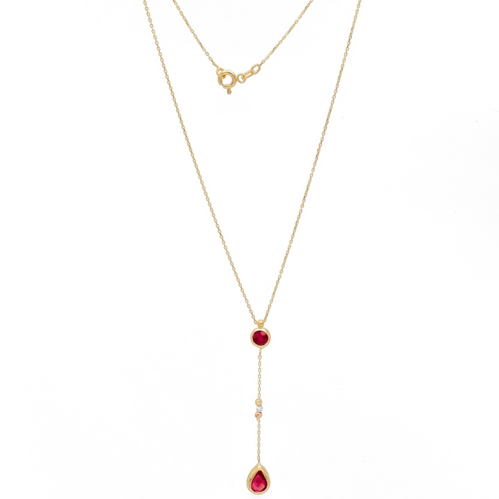 Colier Pietre Rosii Aur 14k