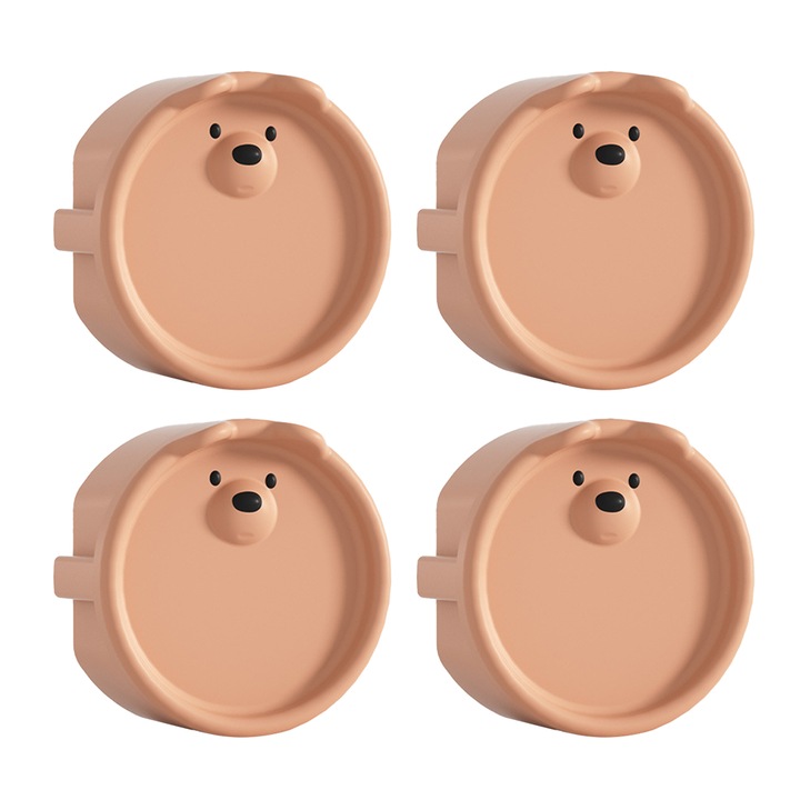 Set 4 capace prize pentru protectie bebelusi, Silicon, Maro