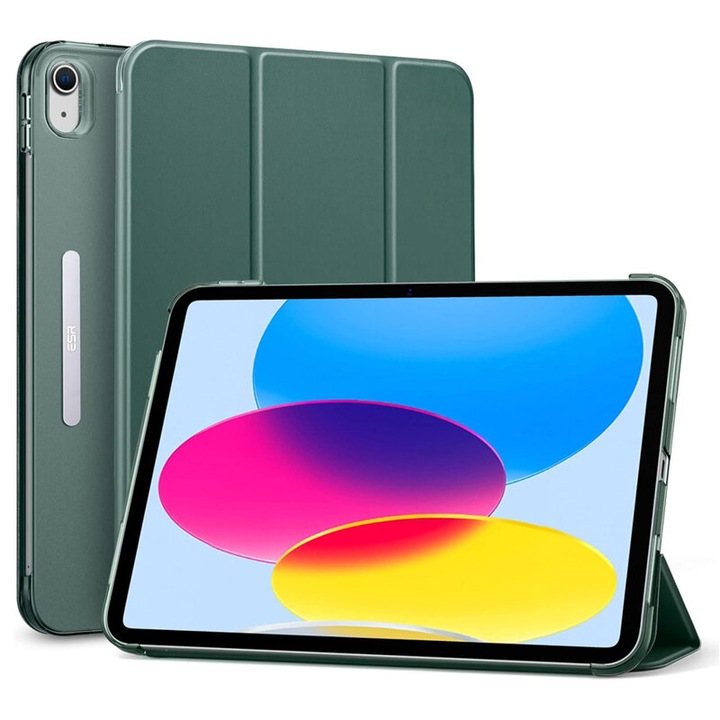 Защитен капак, съвместим с iPad 10 2022, 10.9", Ascend Trifold, магнитно затваряне и държач за писалка, Тъмнозелен