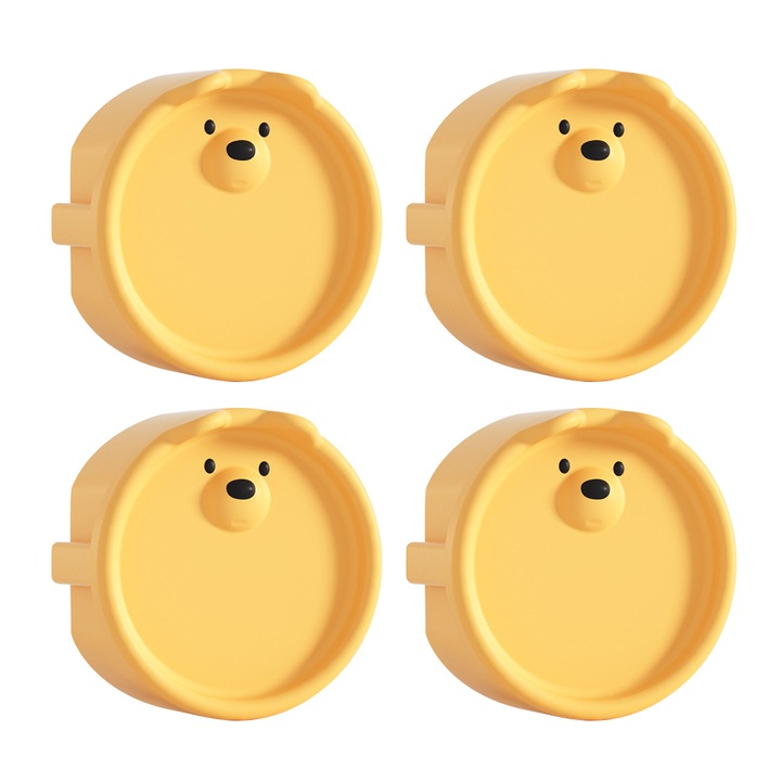 Set 4 capace prize pentru protectie bebelusi, Silicon, Galben