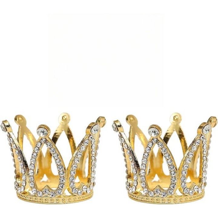 Комплект от 2 корони за декорация на торта, сплав, злато