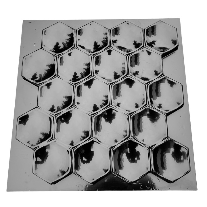 Matrita panou decorativ 3D, model Luna, plastic ABS, negru, 50x50cm