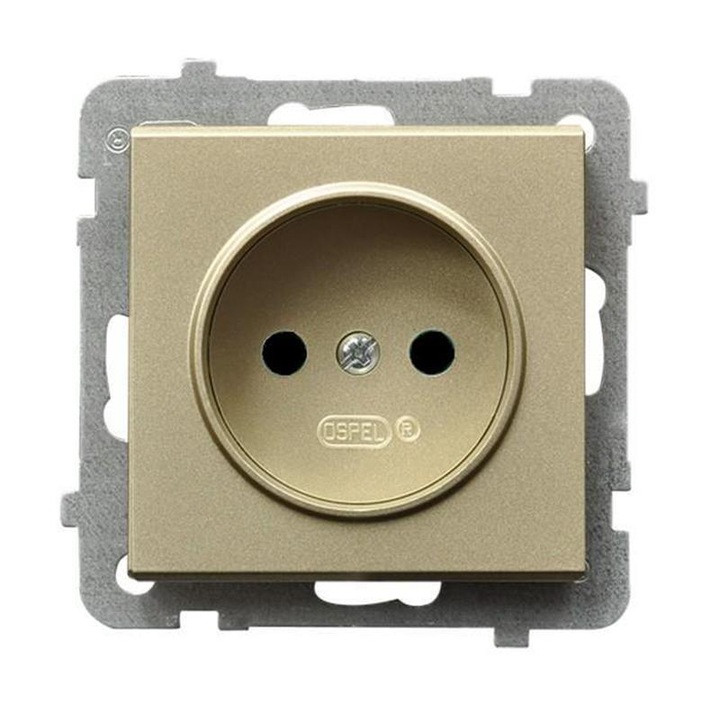 Priza simpla, Ospel, Plastic, Auriu, IP20, 250V