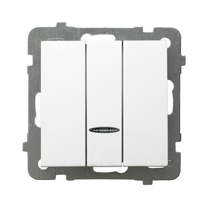 Ospel hármas kapcsoló, műanyag, 10A, IP20, fehér