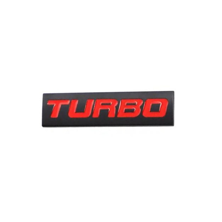 Öntapadós 3D fém Turbo dekorációs matrica - fekete, piros