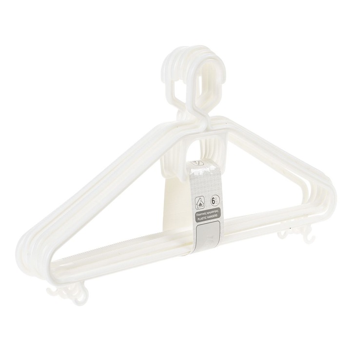 Set 6 umerase din plastic Shopiens®, albe, 42x21 cm