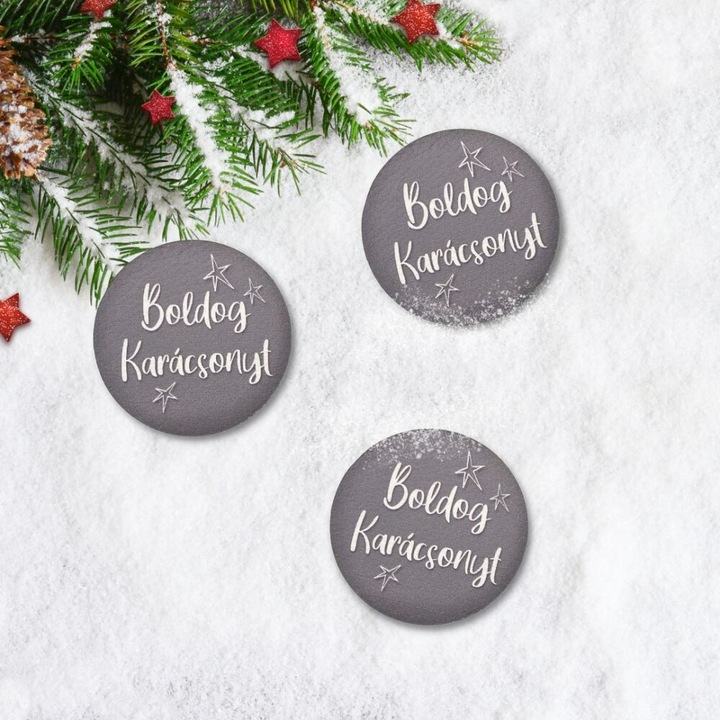 Nyomtatott fa tábla - Boldog Karácsonyt tábla 3db/csomag Szürke/fehér
