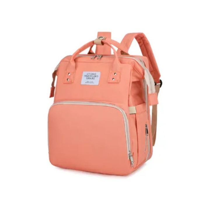 Rucsac multifunctional, 3-in-1 pentru bebelusi, cu spatiu pentru schimbat scutece pliabil integrat, AT PERFORMANCE®, impermeabila, 39x30x18cm, Roz deschis