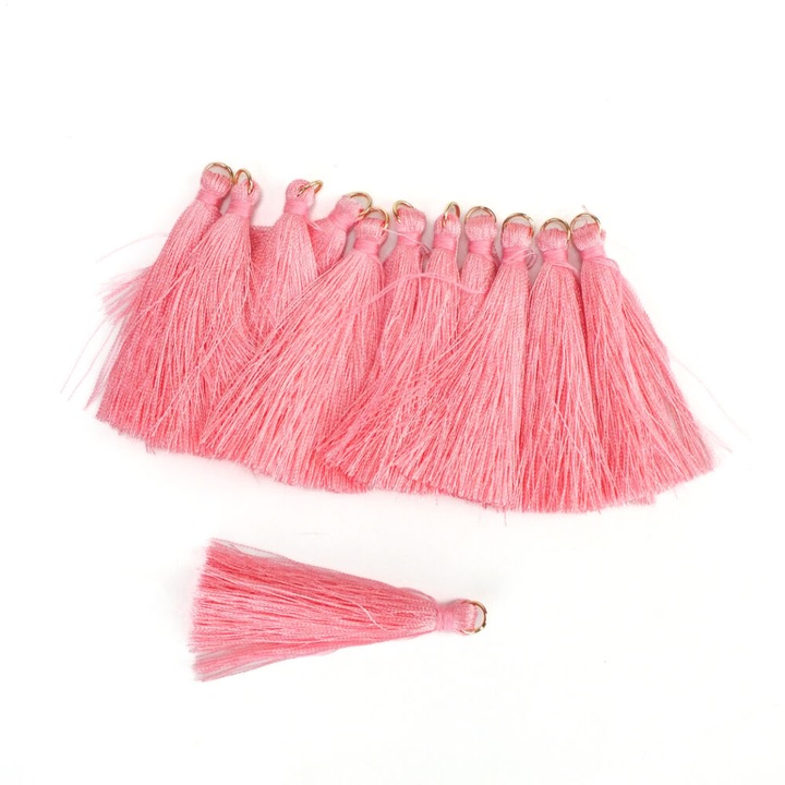 Ciucuri textili roz inchis 12buc/pachet