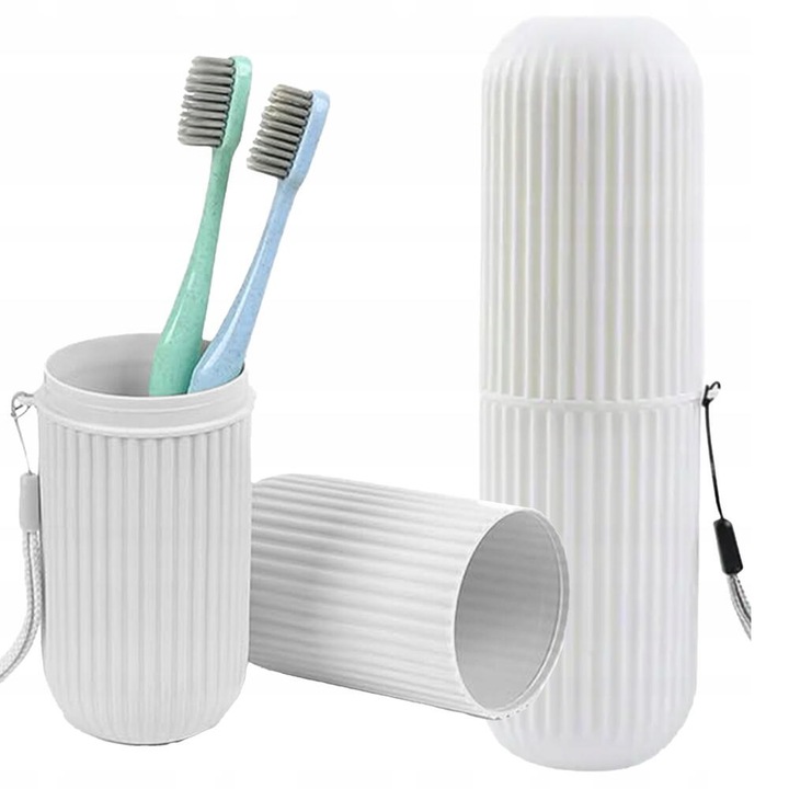 Cutie protectie periuta si pasta de dinti, Etui voiaj, Ideal pentru calatorie, Alb