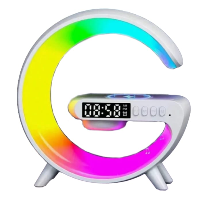 Hangszóró RGB vezeték nélküli töltéssel, GlowSync ®, órával, Xevo, 16 cm