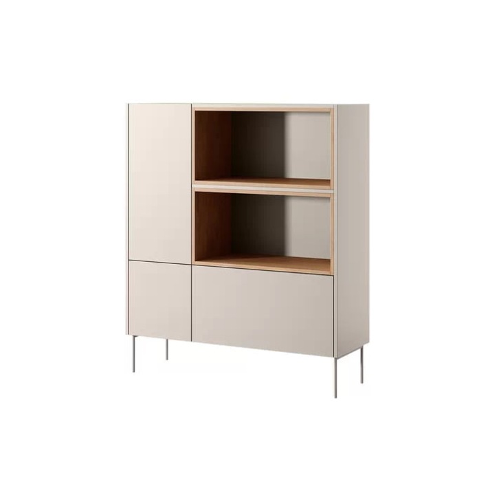 Comoda Bogart, Desin, 120 x 140 x 40 cm, PAL/Metal, Bej