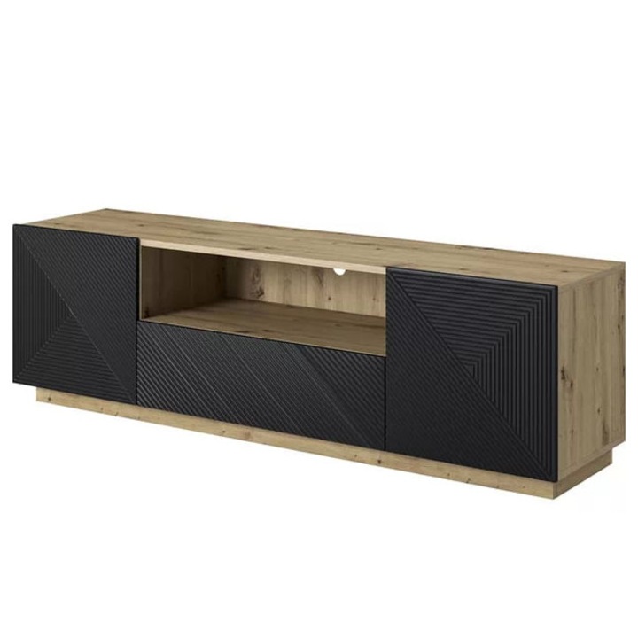 Comoda TV, Bogart, MDF/PVC, 167 x 50 x 40 cm, Maro/Negru