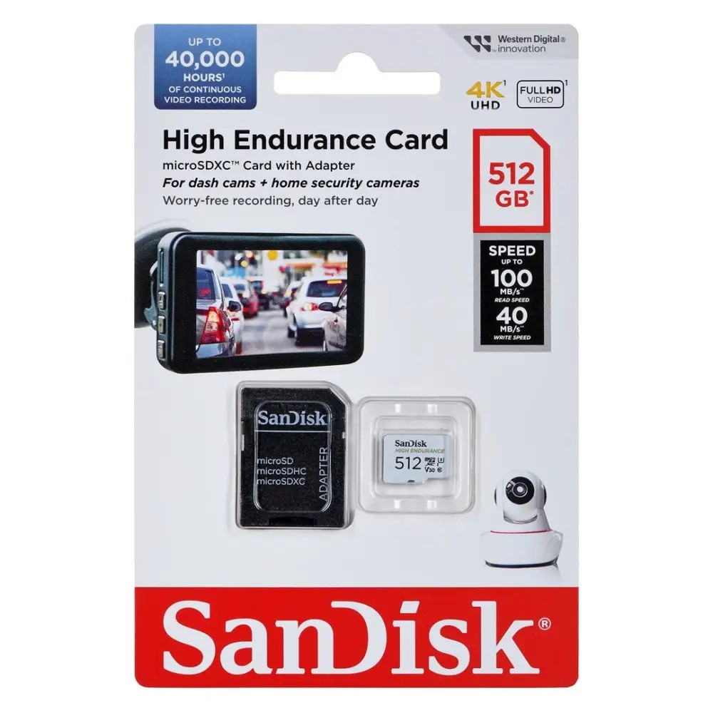 Card de memorie Sandisk microSDXC High Endurance, 512 GB, V30, U3