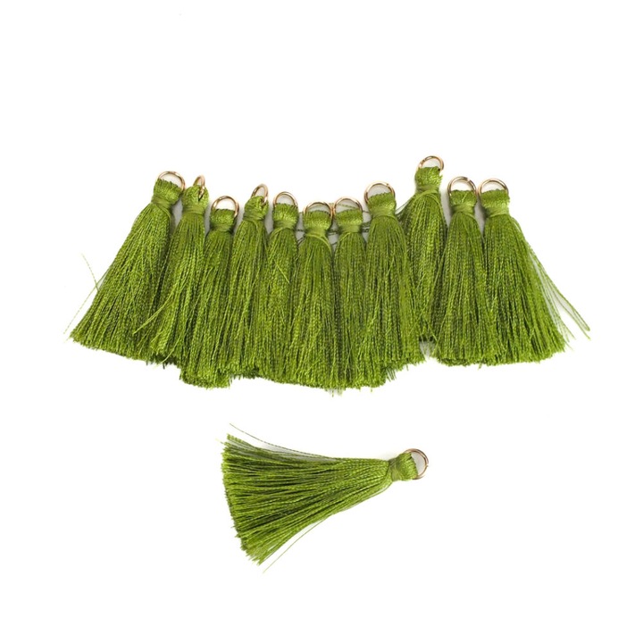 Accesoriu decorativ, Corolla, Ciucuri textil masline 12 buc/pachet