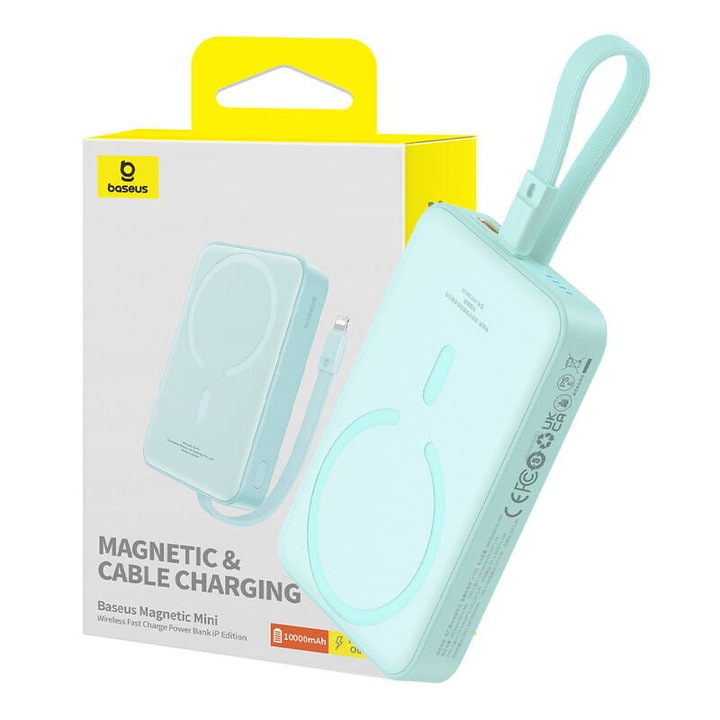 Power bank Baseus Magnetic Mini, 10000mAh, 20W, зелен