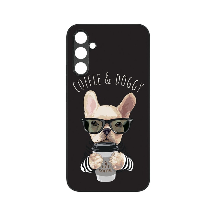 Husa BestCase® MaxSafe, Compatibila Cu Samsung Galaxy S23 FE, Take a Coffee Doggy, HD Colors, Anti-soc, Protectie Camera, Margini ridicate pentru protectia ecranului, G 1075