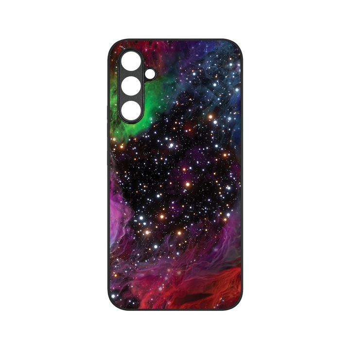 Тънък стъклен капак BestCase®, съвместим със Samsung Galaxy A13 5G, галактики, HD цветове, защита на камерата, повдигнати ръбове за защита на екрана, G 1344