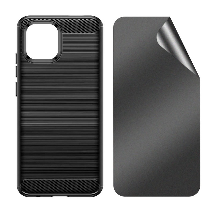 Regenerálható Hydrogel Privacy Fólia csomagkészlet és Carbon Design hátlap Xiaomi Redmi 13C 4G / 13C 5G / Poco M6 / C65 készülékhez, Innováció és védelem, tükröződésmentes, teljes test 360 védelem, kikandikálás, fekete