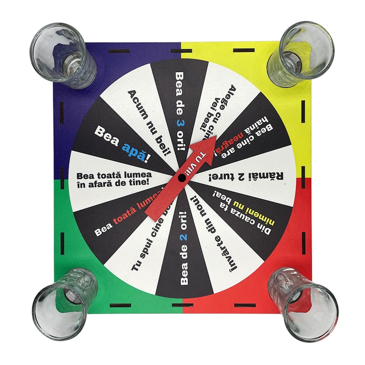 Joc De Baut Pentru Petreceri, Cu 4 pahare de shot din Sticla, 25x25x3.5cm, PDG1