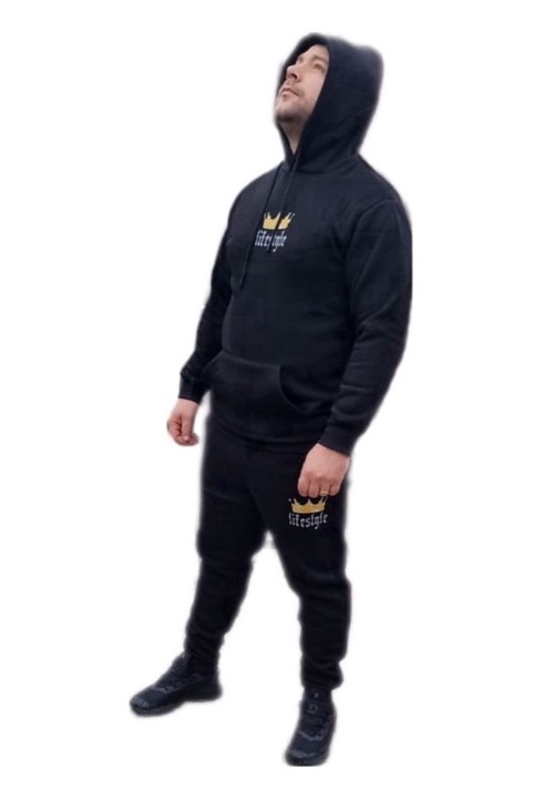 Hanorac cu gluga, gros si pantalon barbat, Negru
