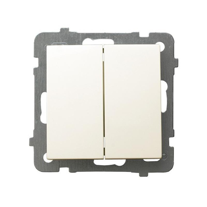 Dupla kapcsoló visszatérő Ospel, 10A, IP20, krém