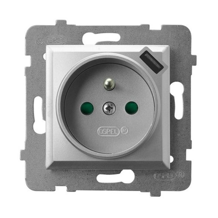 Обикновен контакт Ospel, 16A, IP20, сребрист
