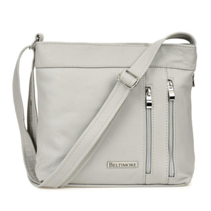 Női táska, Beltimore, Valódi bőr, Szürke