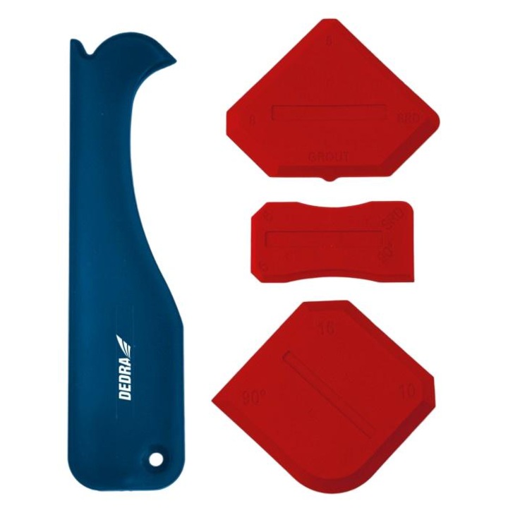 Set 4 Spatule pentru nivelare, DEDRA, Silicon, Rosu/Albastru