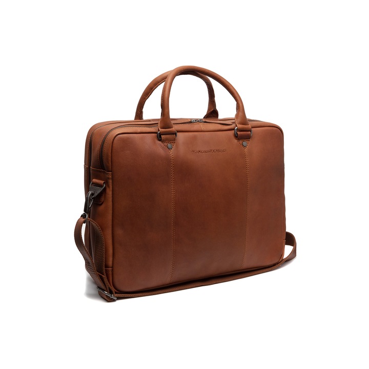 Geanta de laptop din piele naturala, The Chesterfield Brand, Boston, Maro coniac