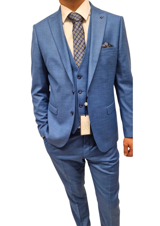 Costum barbati slim fit, albastru, Albastru