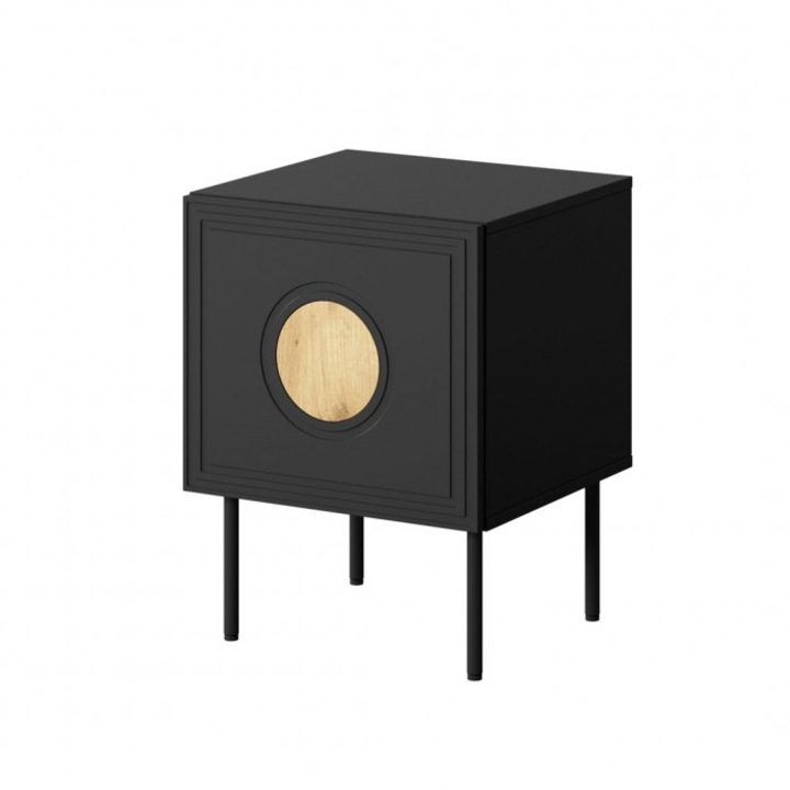 Set 2 noptiere, Cama Meble, PAL/MDF, 44.5x40x59cm, Negru