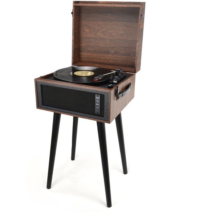 Грамофон Akai ATT-101BT с вградени високоговорители, Bluetooth, Retro style, Кафяв