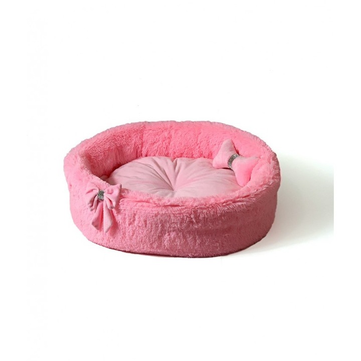 Pat pentru animale de companie, Go Gift, Spuma termoelastica/Shaggy/Velour, 65x60x18cm, Roz, XL