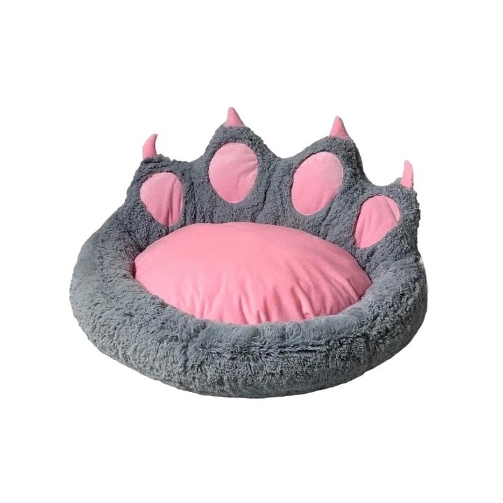 Pat pentru animale de companie, Go Gift, Velur, 75x75cm, Gri/Roz