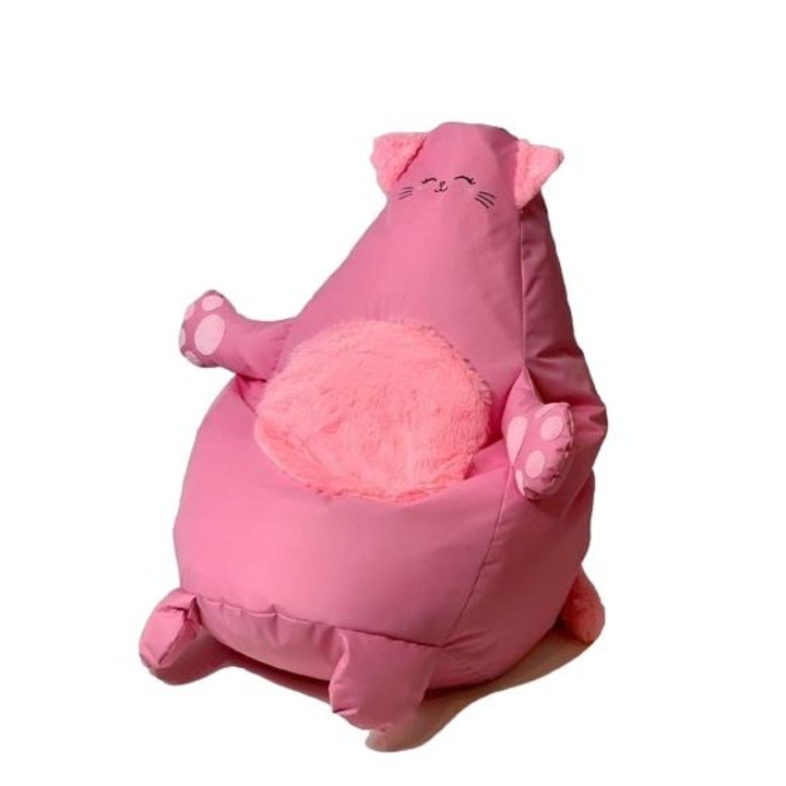 Pouf fotel Sako cat, Go Gift, Oxford/polisztirol, 130x90 cm, rózsaszín