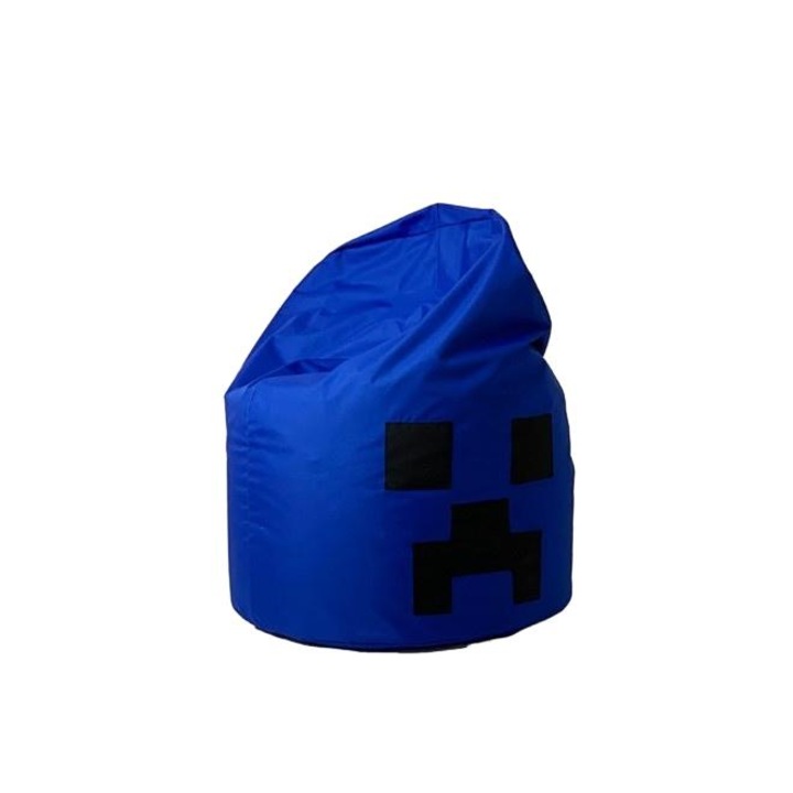 Minecraft puff fotel, Go Gift, Oxford/polisztirol, 110x90 cm, kék/fekete