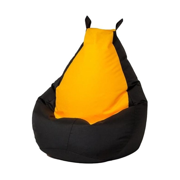 Fotoliu puf Batman, Go Gift, Oxford/Polistiren, 130x90 cm, Negru/Galben