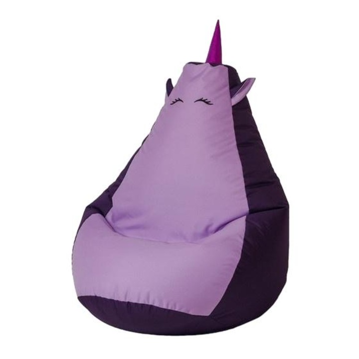 Unicorn puffos fotel, Go Gift, Oxford/polisztirol, 105x80 cm, Lila