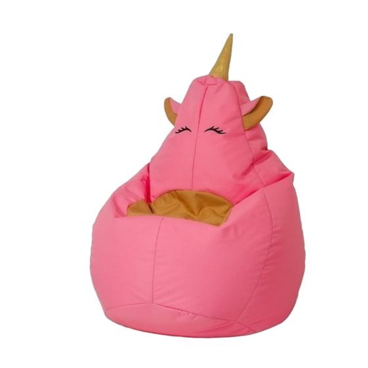 Gyerekszék, Go Gift, Poliészter, Unikornis forma, 130 x 90 cm, Rózsaszín