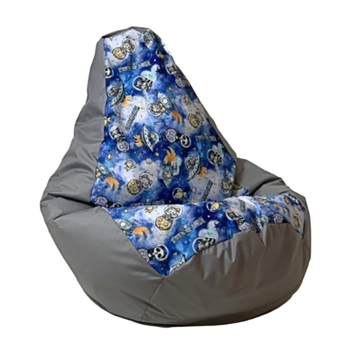 Pouf fotel Sako para, Go Gift, Oxford/polisztirol, 105x80 cm, szürke/többszínű