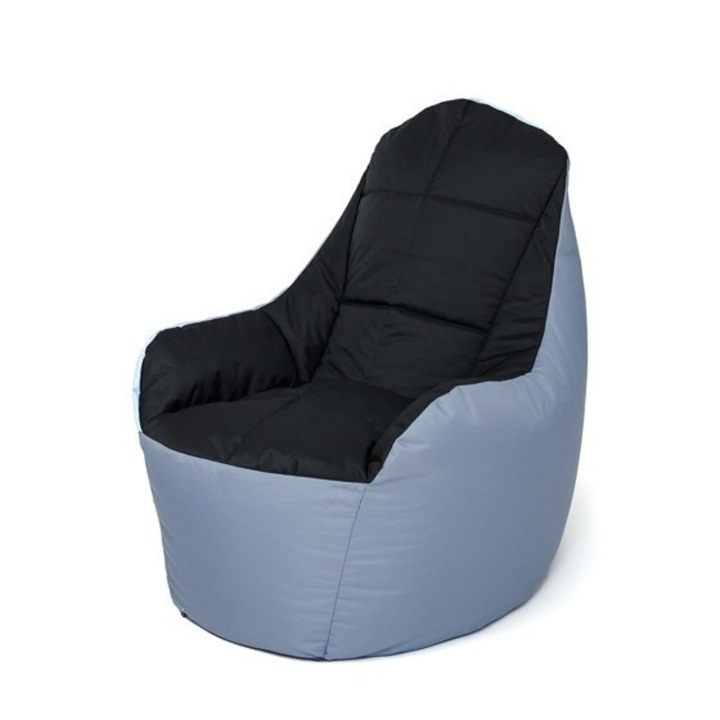 Fotel puffal, Go Gift, Sako, Boss, 140x90cm, szürke/fekete