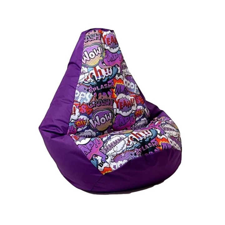 Pouf fotel Sako para, Go Gift, Oxford/polisztirol, 140x100 cm, Lila/Multicolor